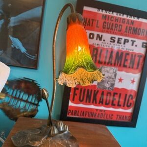 Vintage Replica Art Nouveau Floral Lily Pad Lamp Glass Shade